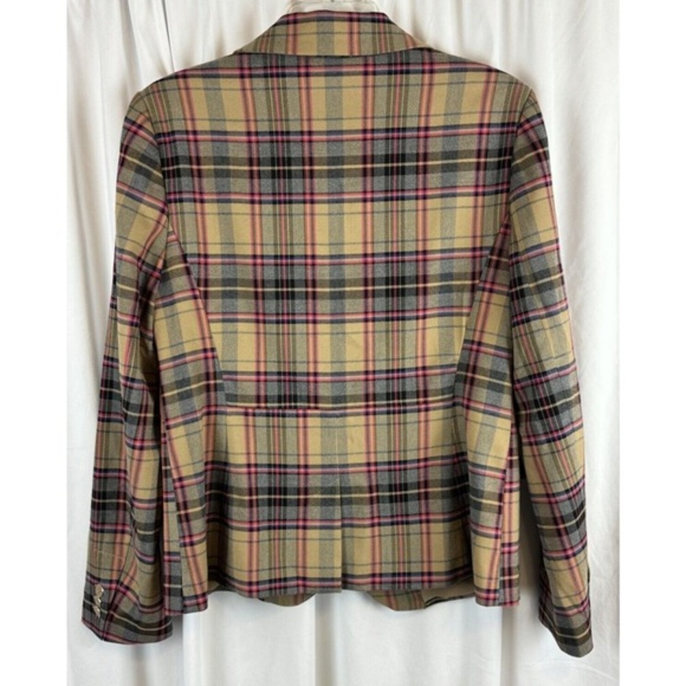 7th Ave Design Studio‎ New York & Co Plaid Blazer Pink Tan Grey 10 Preppy 65-16 - Picture 7 of 14